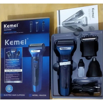 Kemei 3-in-1 Super Grooming Kit – Hair Trimmer, Beard Shaver & Nose Hair Remover for Men
